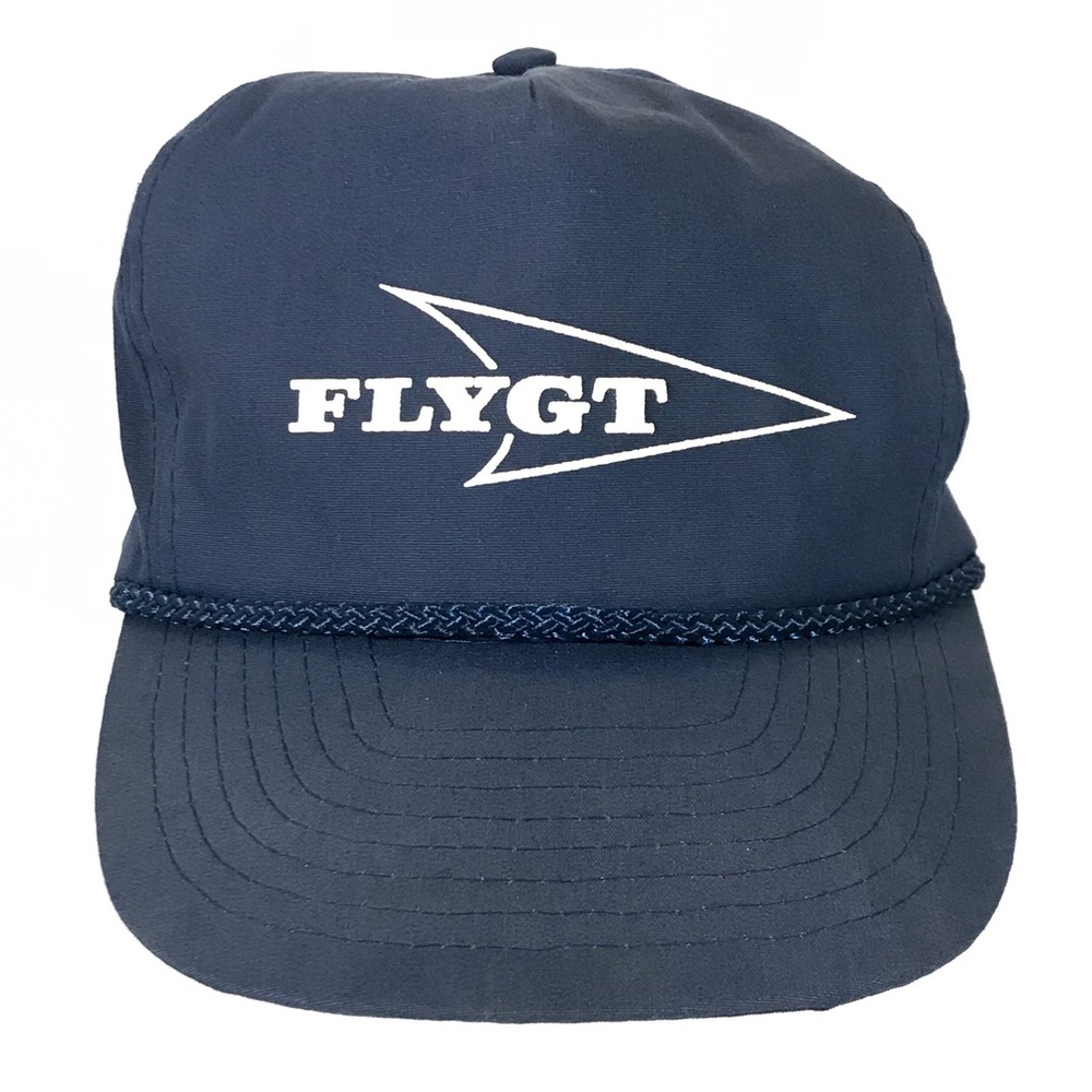 Vintage Flygt Zip Back Trucker Hat Cap Blue